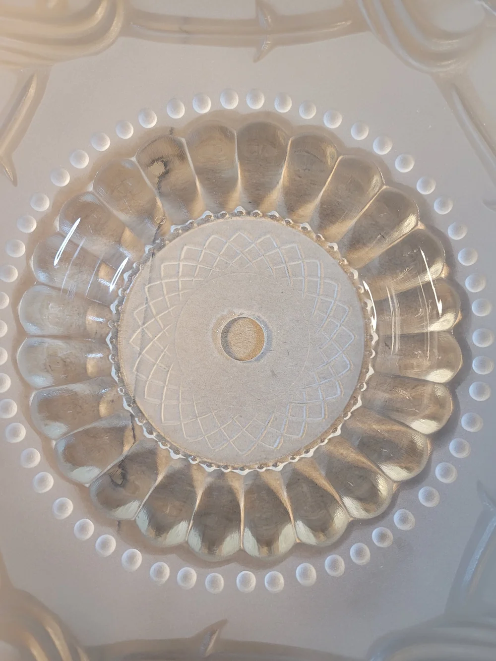 Vintage 10 inch Frosted Embossed Glass Ceiling Light Shade Deco Flowers (A1)